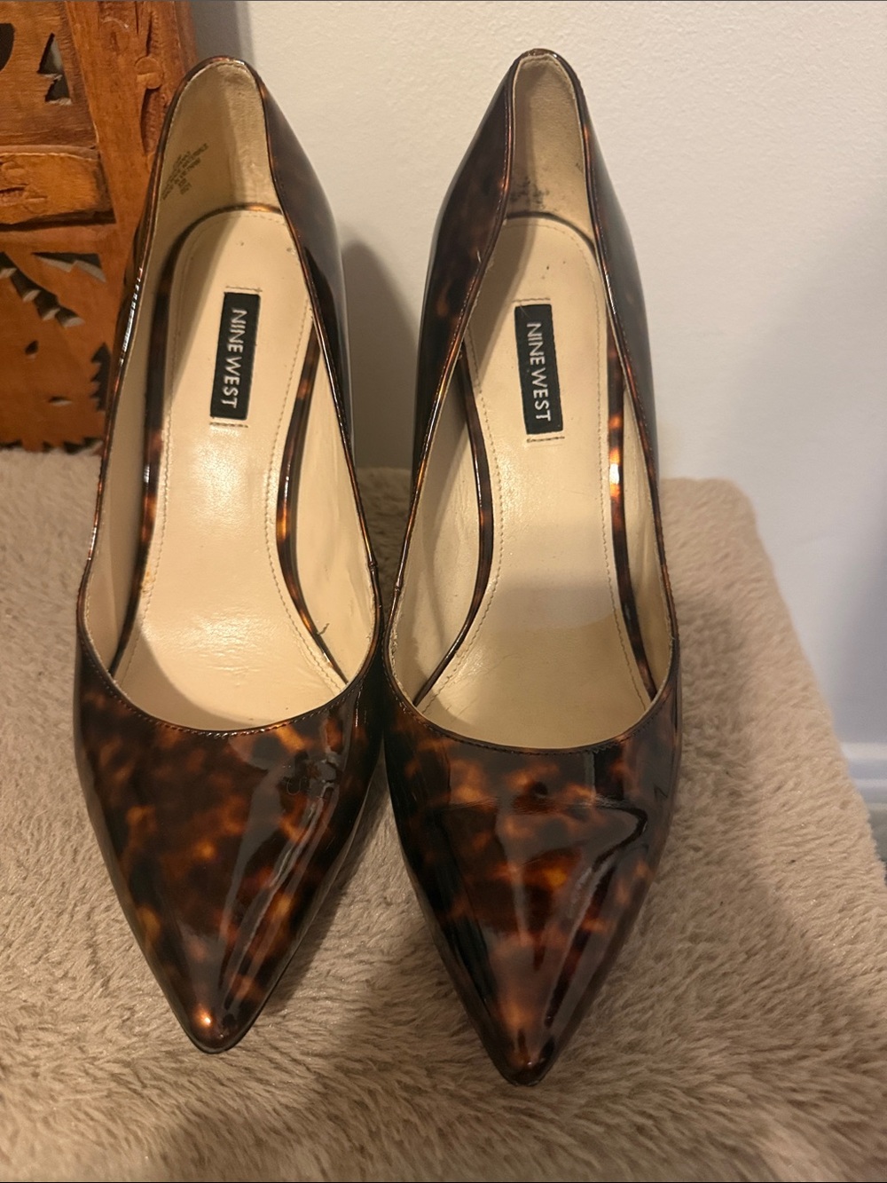 Nine West Patent Tortoiseshell Pointed-Toe Pumps